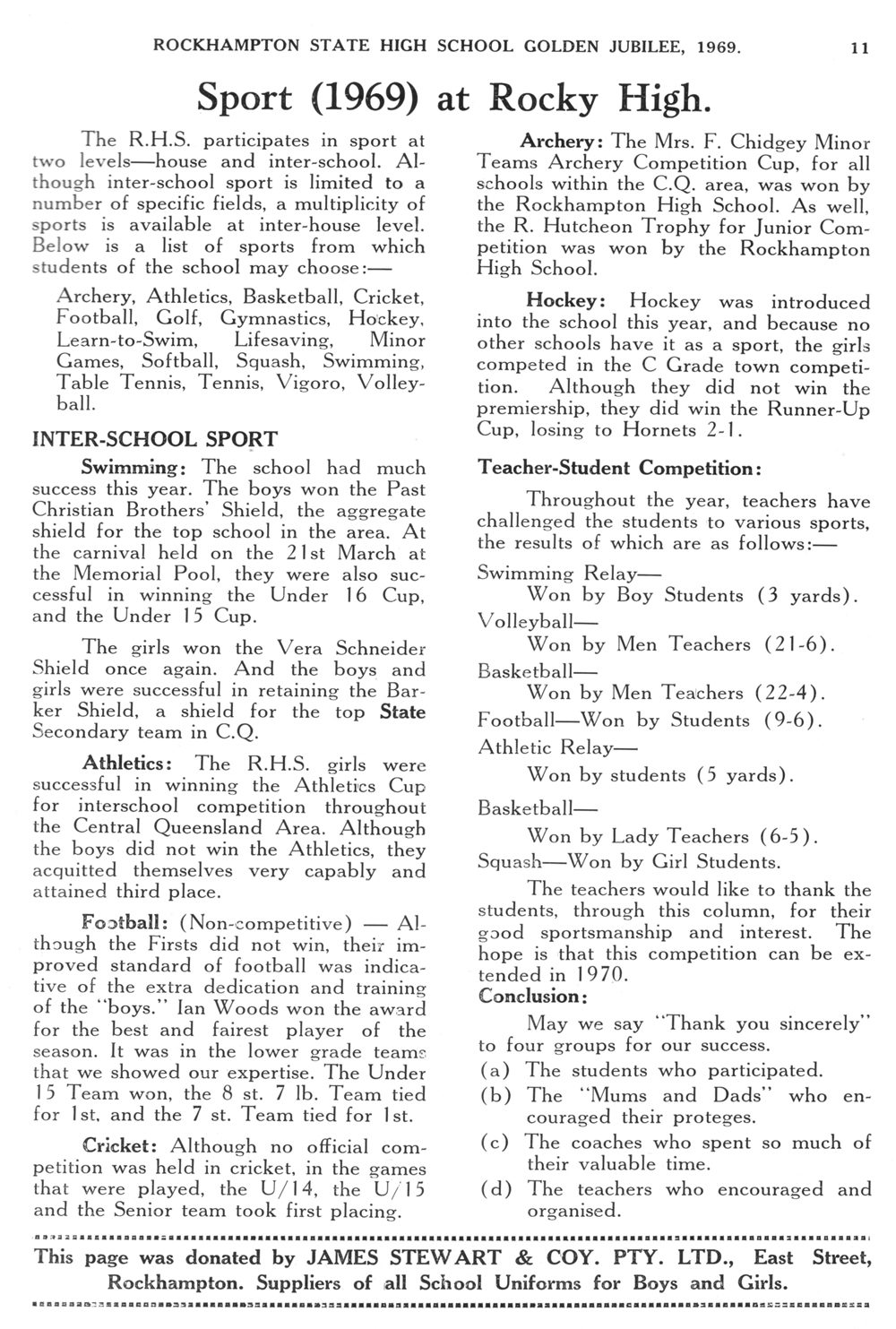 1969 Rockhampton State High School Magazine p11
