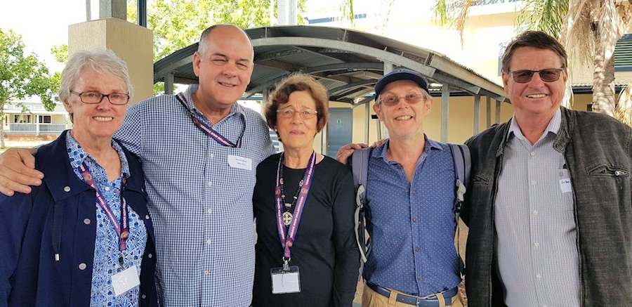 Teacher Carol Ferguson, student Warren Nunn, teacher Adele Freeman, student Brian Clarke and student Rob Schwarten.