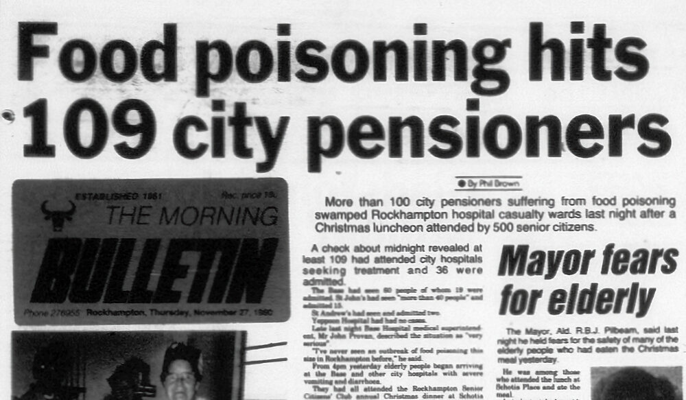 Excerpt from front page of the Rockhampton Morning Bulletin 27 November 1980.